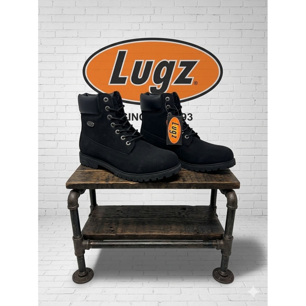 Lugz Empire Mens Black Water Resistant Classic 6‎ Inch utility boot NEW